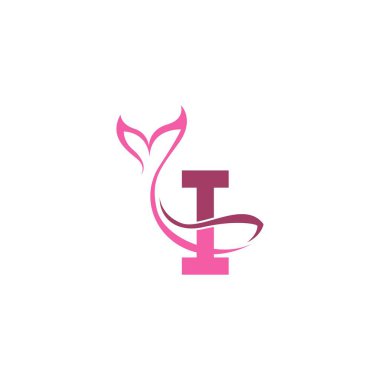Deniz kızı kuyruğu simgesi logo tasarım şablonu vektörü ile I harfi