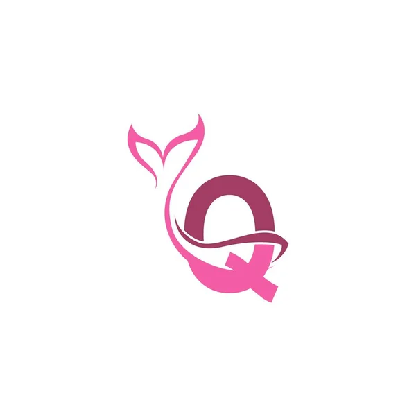 Deniz Kızı Kuyruğu Simgesi Logo Tasarım Şablonu Vektörü Olan Harfi — Stok Vektör