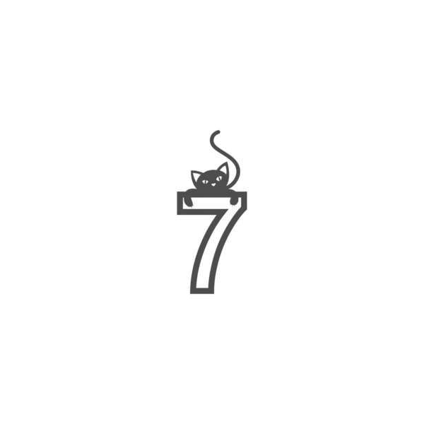 Nummer Mit Schwarzem Katzensymbol Logo Design Vorlagenvektor — Stockvektor