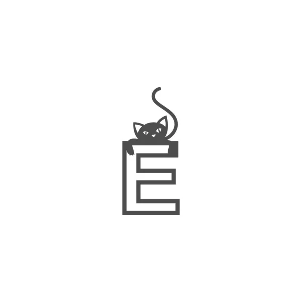 Lettre Avec Icône Chat Noir Modèle Conception Logo Vecteur — Image vectorielle