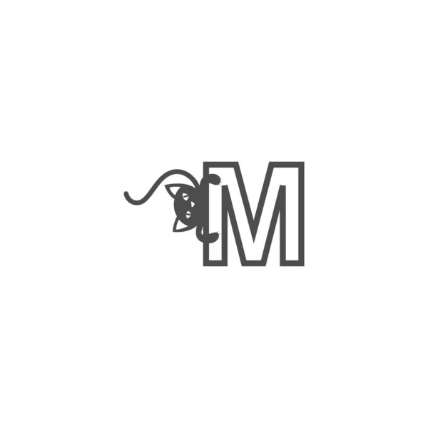 Siyah Kedi Simgesi Logo Tasarım Şablonu Vektörü Olan Harfi — Stok Vektör