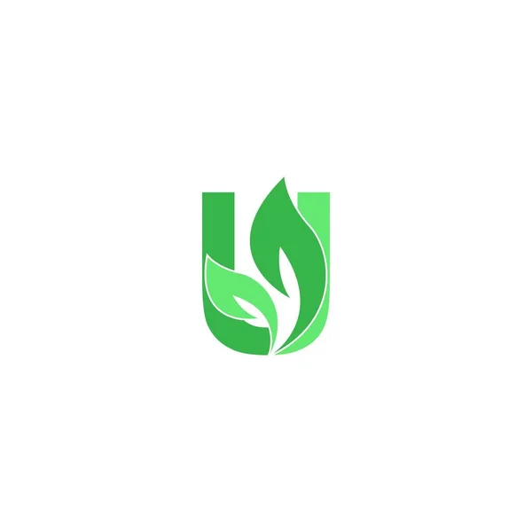 Lettre Logo Feuille Icône Conception Concept Vecteur — Image vectorielle