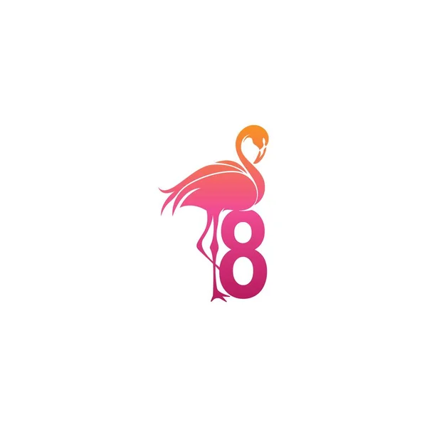 Ícone Pássaro Flamingo Com Número Modelo Vetor Design Logotipo —  Vetores de Stock