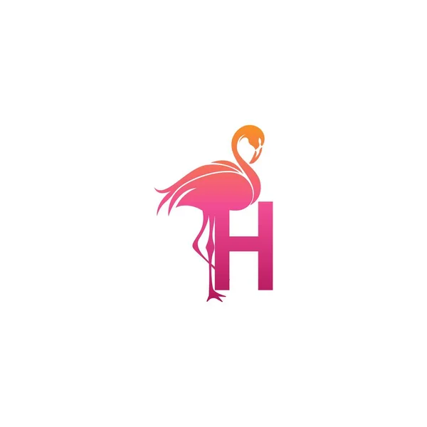 Flamingo Vogel Symbol Mit Buchstabe Logo Design Vektor Vorlage — Stockvektor