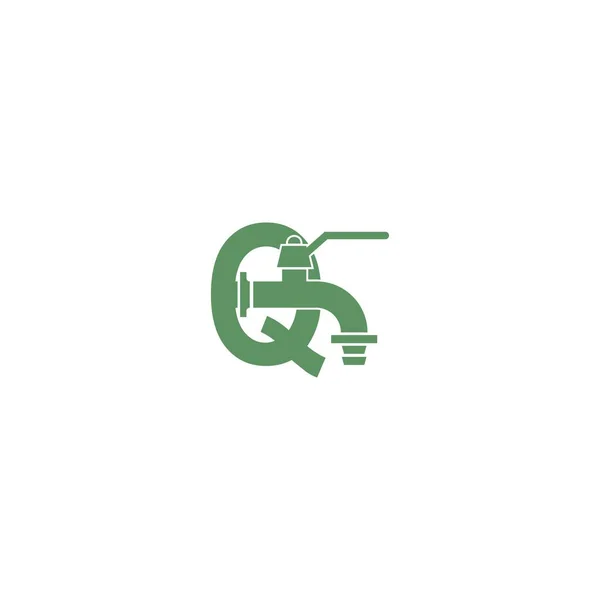Harfli Musluk Simgesi Logo Tasarım Vektörü Şablonu — Stok Vektör