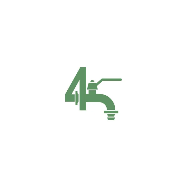 Faucet Icon Number Logo Design Vector Template — Stock Vector