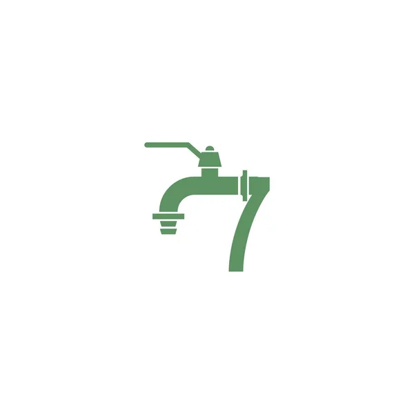 Faucet Icon Number Logo Design Vector Template — Stock Vector