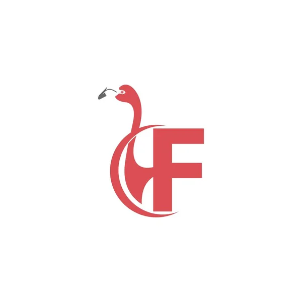 Letter Met Flamingo Vogel Pictogram Logo Vector Template — Stockvector