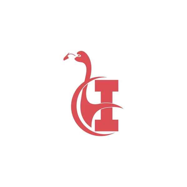Letter Met Flamingo Vogel Pictogram Logo Vector Template — Stockvector