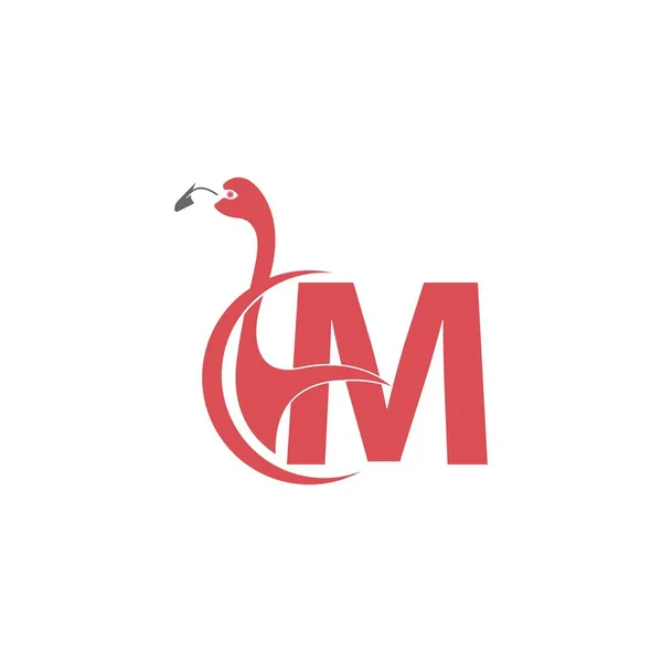 Lettre Avec Logo Icône Oiseau Flamant Modèle Vectoriel — Image vectorielle