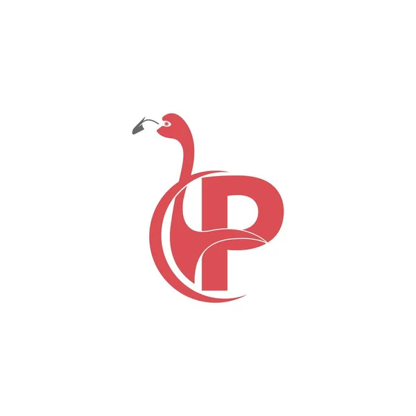 Carta Con Flamingo Icono Pájaro Logotipo Plantilla Vectorial — Vector de stock