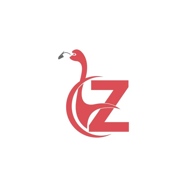 Carta Con Flamingo Icono Pájaro Logotipo Plantilla Vector — Vector de stock