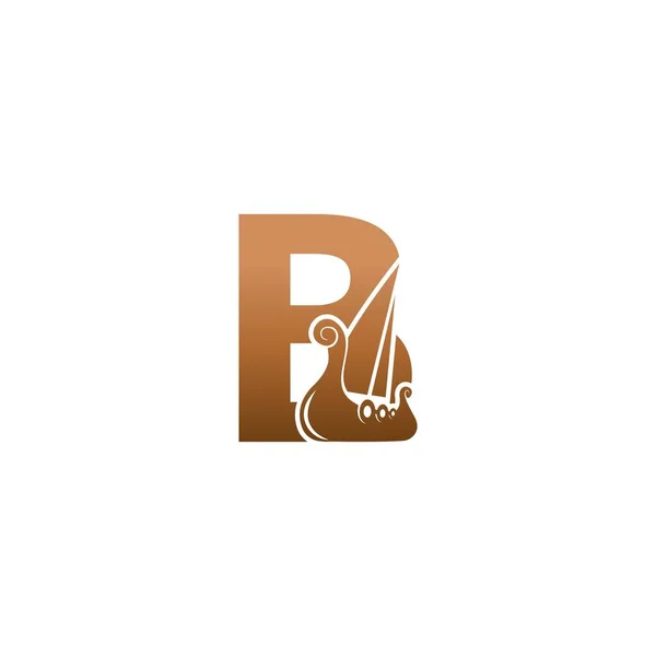 Буква Иконкой Логотипа Викинга Дизайн Парусника Иллюстрация — стоковый вектор