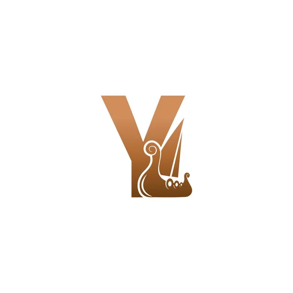 Lettre Avec Logo Icône Viking Voilier Conception Modèle Illustration — Image vectorielle