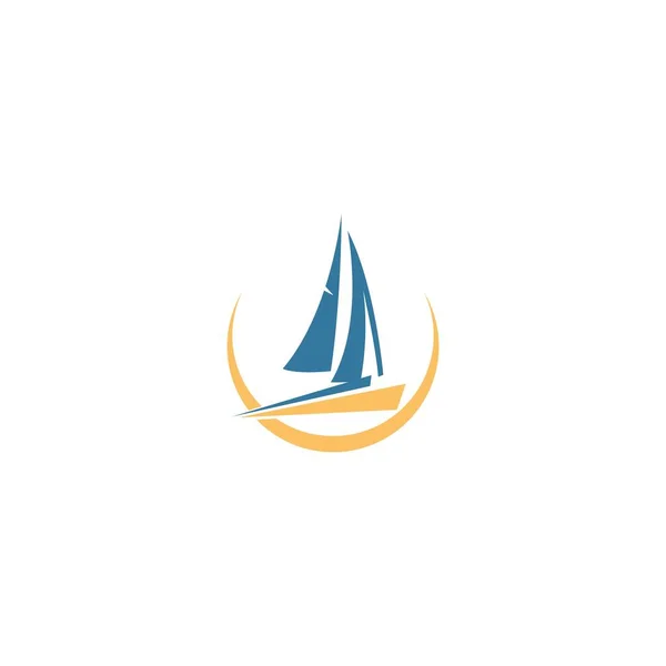 Sailboat Logotipo Ícone Design Vetor Ilustração Modelo — Vetor de Stock