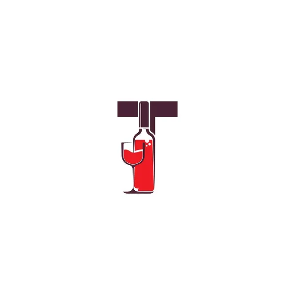 Letter Wine Bottle Icon Logo Vector Template — Stock Vector