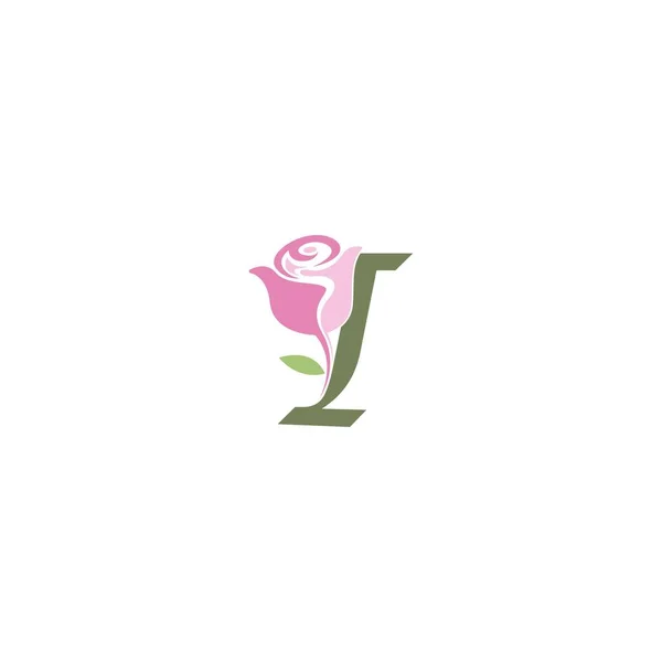 Lettera Con Icona Rosa Logo Vettoriale Modello Illustrazione — Vettoriale Stock