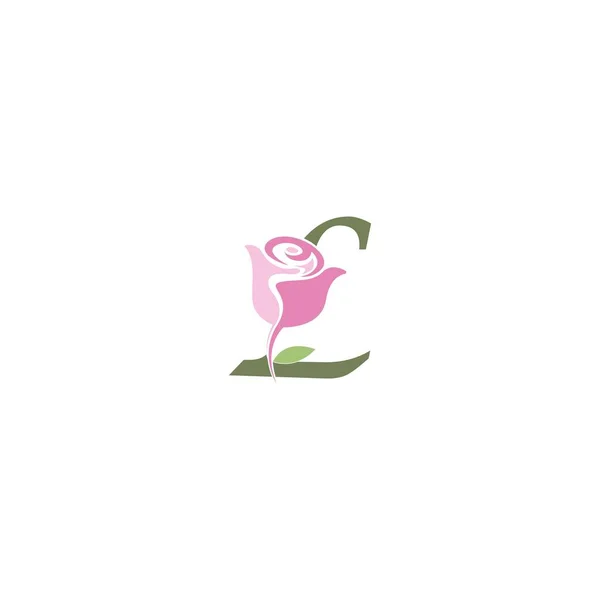 Letter Met Rose Pictogram Logo Vector Template Illustratie — Stockvector