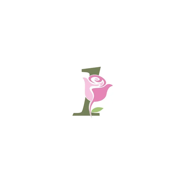 Numero Con Rosa Icona Logo Modello Vettoriale Illustrazione — Vettoriale Stock