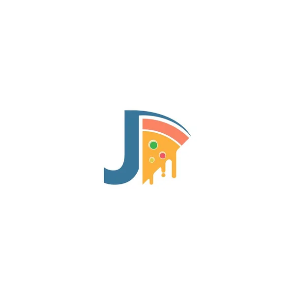 Lettre Avec Icône Pizza Modèle Vectoriel Logo — Image vectorielle
