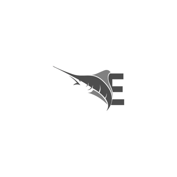 海魚アイコンテンプレートベクトル付き文字E — ストックベクタ