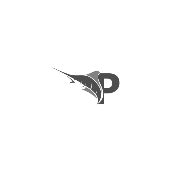 海魚アイコンテンプレートベクトル付き文字P — ストックベクタ