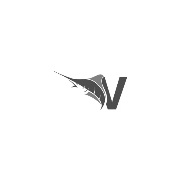 Letter Met Oceaan Vis Pictogram Template Vector — Stockvector