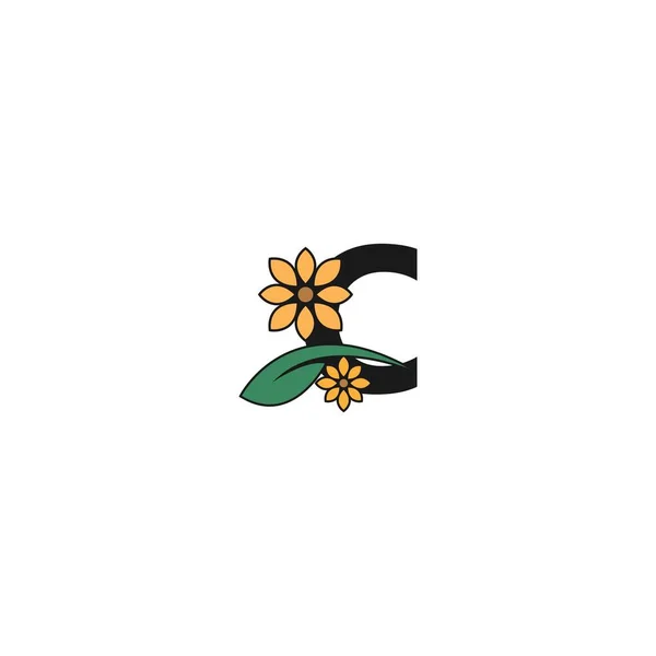 Une Lettre Avec Des Fleurs Icône Logo Conception Vectoriel Modèle — Image vectorielle