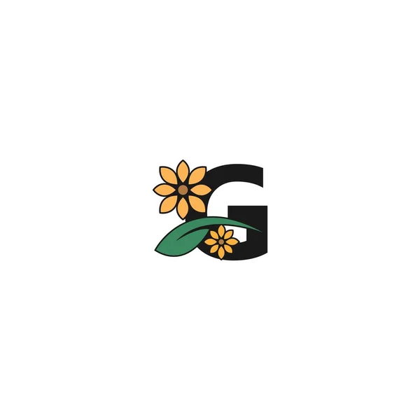 花のアイコンロゴデザインベクトルテンプレート付きの手紙 — ストックベクタ