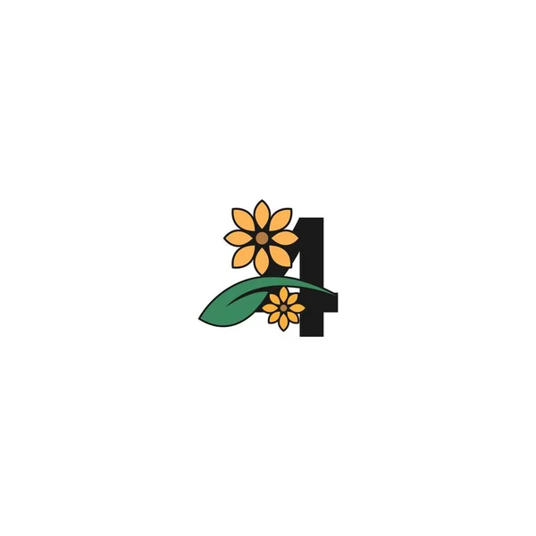 Nombre Avec Des Fleurs Icône Logo Conception Vectoriel Modèle — Image vectorielle