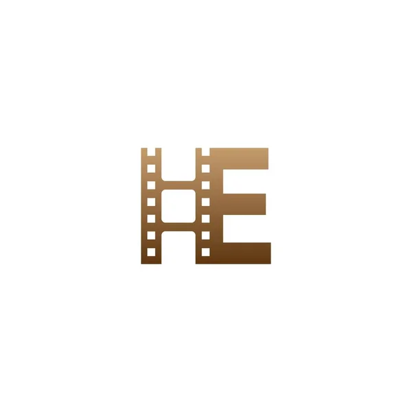 带有电影胶片图标标志的字母E设计模板说明 — 图库矢量图片