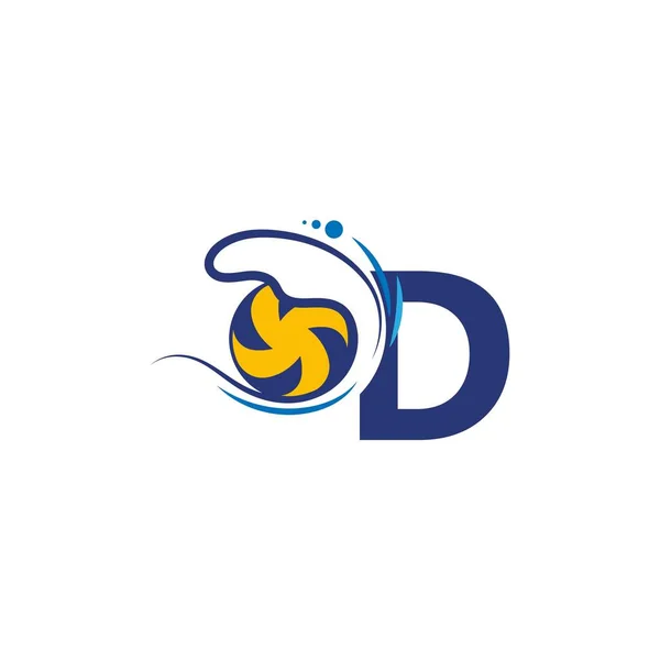 Letra Logotipo Vôlei Bateu Vetor Ondas Água — Vetor de Stock