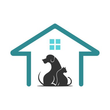 Evcil hayvan dükkanı logosu tasarım illüstrasyonu