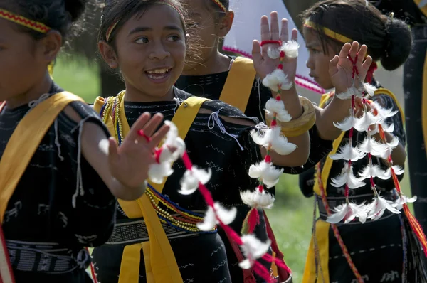 Guerreiros dançando em roupas tradicionais Flores Indonesia — Fotografia de Stock