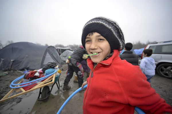 Flüchtlingslager grande-synthe in Frankreich — Stockfoto