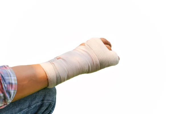 Splint gebroken bot hand Injured — Stockfoto