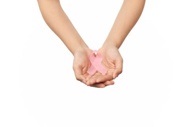 Pembe Meme Kanseri Bilinçlendirme şerit holding kavramı womans eller