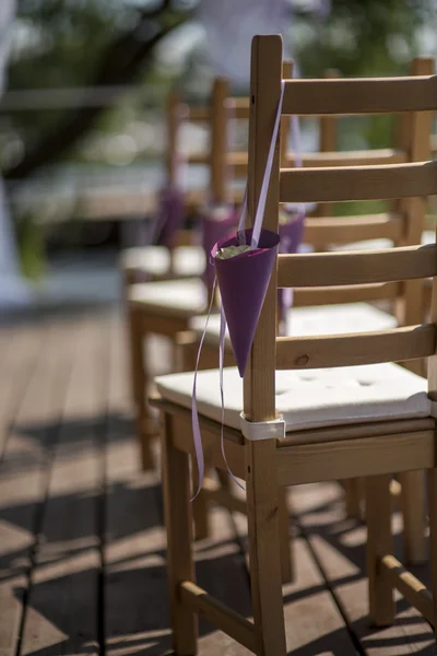 Detalhes do casamento assentos dos convidados — Fotografia de Stock