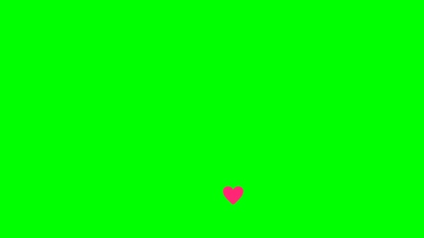 Анимированное Сердце Зеленом Экране Социальные Сети Символ Фоне Хроматического Ключа — стоковое видео