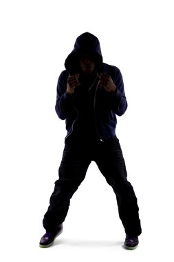man in fighter stance practicing