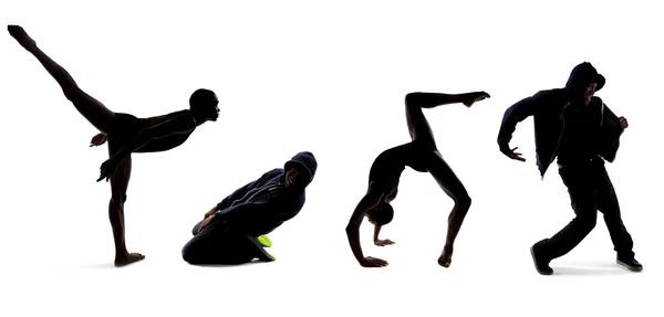 Silhouetten von Tänzern posieren — Stockfoto