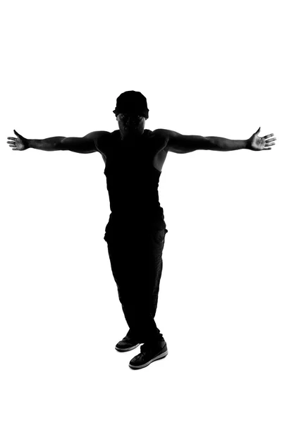 Silhouette of male dancer — Stock Photo, Image