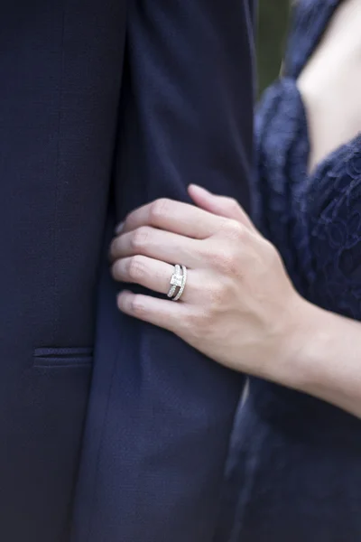 Man and woman  showing off  ring — Stock Photo, Image