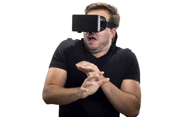 Człowiek sobie zestaw wirtualnej rzeczywistości — Zdjęcie stockowe