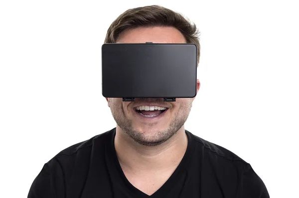 Man wearing a Virtual Reality headset — Stock Photo, Image