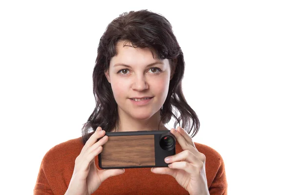 Feminino Turista Fotógrafo Fazendo Fotografia Móvel Com Telefone Celular Como Fotografia De Stock