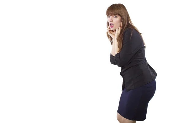 Businesswoman with worried or excited expression — Stock Photo, Image