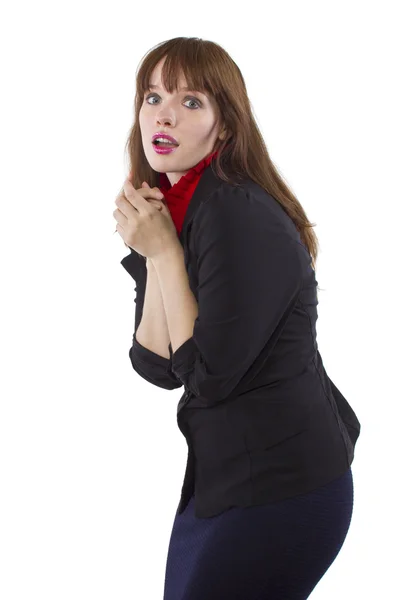 Businesswoman with worried or excited expression — Stock Photo, Image