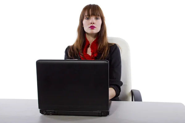 Empresaria trabajando con una computadora — Stockfoto