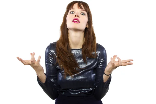 Woman with WTF or OMG expression — Stock Photo, Image